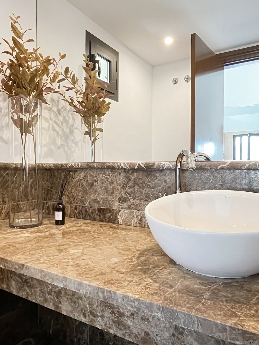 Guest bathroom with vessel sink