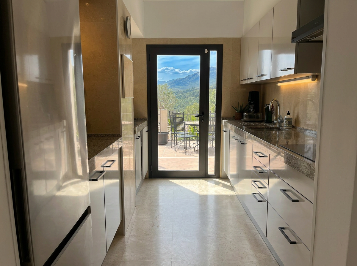 Kitchen with mountain view
